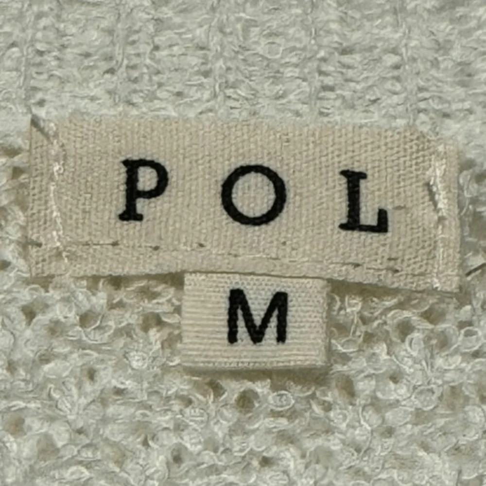 POL Cream Knit Brunch Lips‎ Graphic Pullover Sweater Medium Oversized